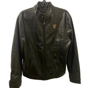 A Collezioni Made in Italy Black Faux Leather Jacket Size Large